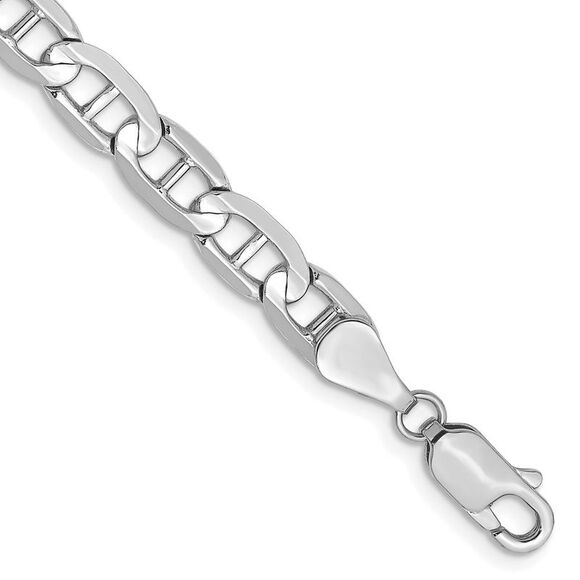 Kazi Luxury 14K White Gold 8in 5.25mm Concave Anchor with Lobster